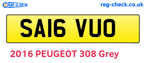 SA16VUO are the vehicle registration plates.