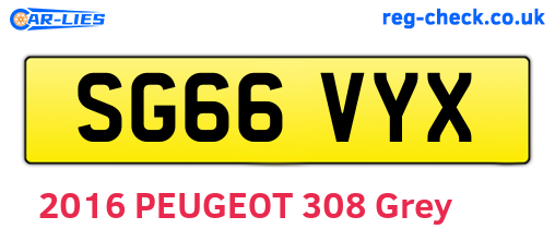 SG66VYX are the vehicle registration plates.