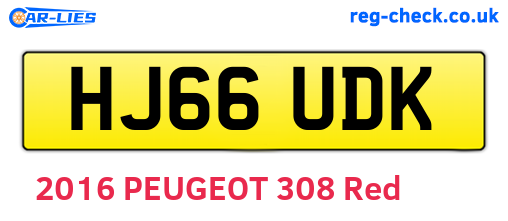 HJ66UDK are the vehicle registration plates.