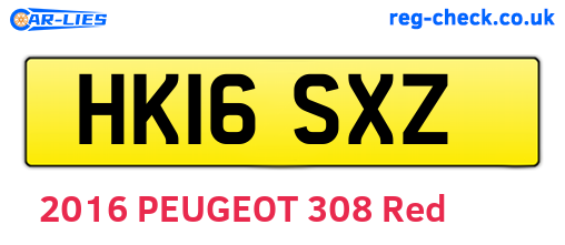 HK16SXZ are the vehicle registration plates.