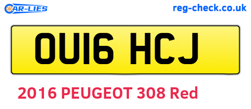 OU16HCJ are the vehicle registration plates.