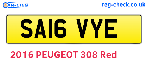 SA16VYE are the vehicle registration plates.