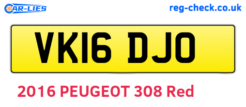VK16DJO are the vehicle registration plates.