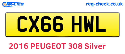 CX66HWL are the vehicle registration plates.