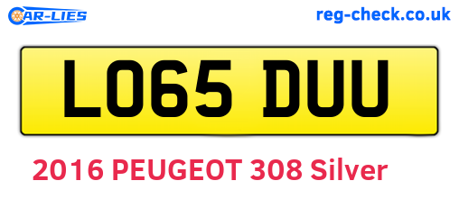 LO65DUU are the vehicle registration plates.