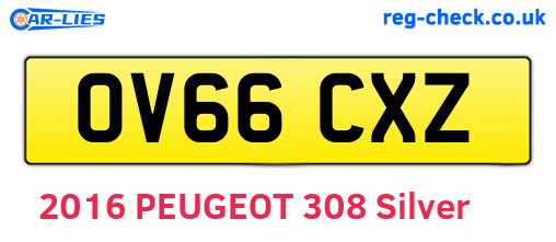 OV66CXZ are the vehicle registration plates.