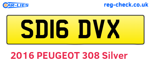 SD16DVX are the vehicle registration plates.