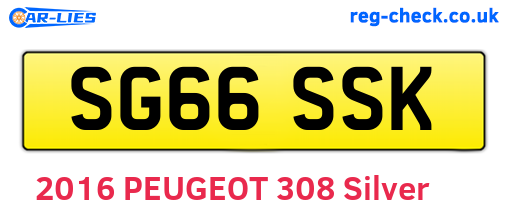 SG66SSK are the vehicle registration plates.