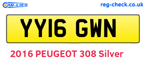 YY16GWN are the vehicle registration plates.