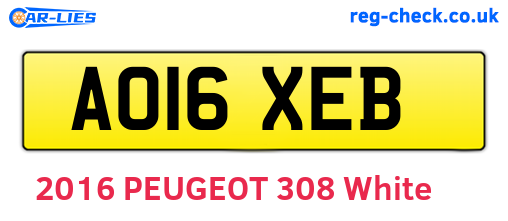 AO16XEB are the vehicle registration plates.
