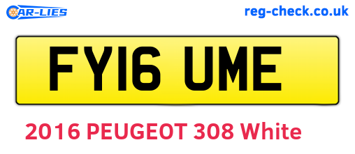 FY16UME are the vehicle registration plates.