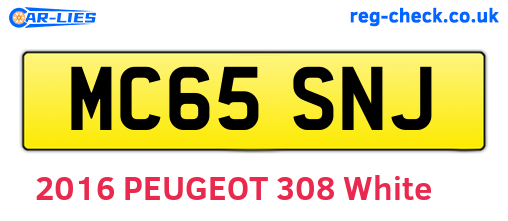 MC65SNJ are the vehicle registration plates.