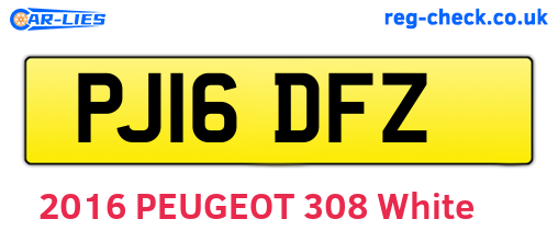 PJ16DFZ are the vehicle registration plates.