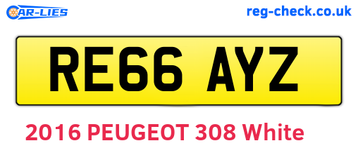 RE66AYZ are the vehicle registration plates.