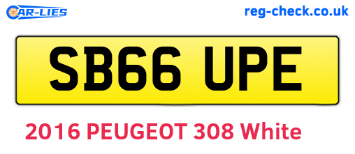 SB66UPE are the vehicle registration plates.