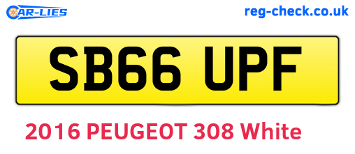SB66UPF are the vehicle registration plates.