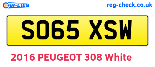 SO65XSW are the vehicle registration plates.