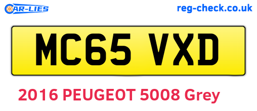MC65VXD are the vehicle registration plates.