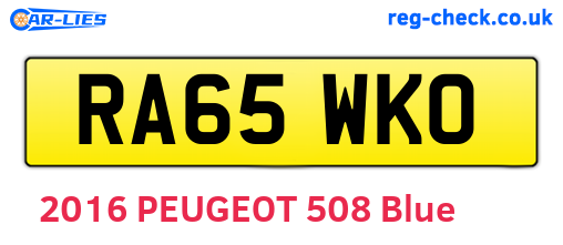 RA65WKO are the vehicle registration plates.