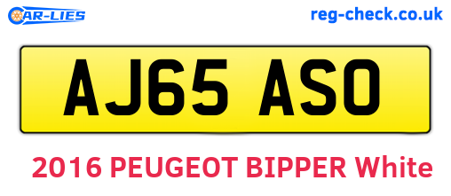 AJ65ASO are the vehicle registration plates.