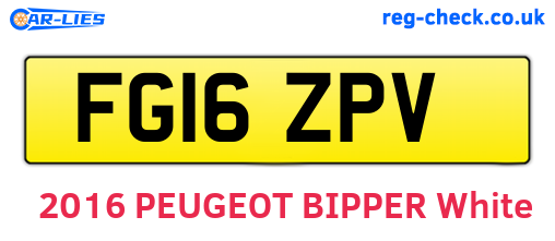 FG16ZPV are the vehicle registration plates.