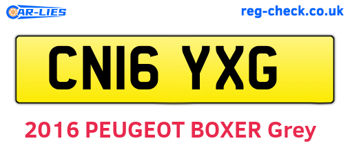 CN16YXG are the vehicle registration plates.