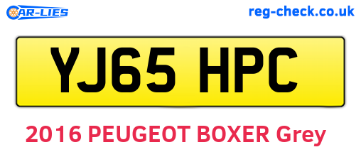 YJ65HPC are the vehicle registration plates.
