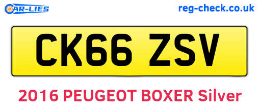 CK66ZSV are the vehicle registration plates.
