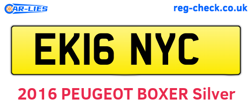 EK16NYC are the vehicle registration plates.