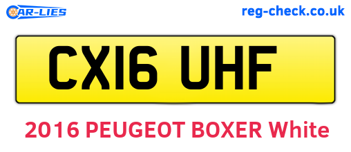 CX16UHF are the vehicle registration plates.