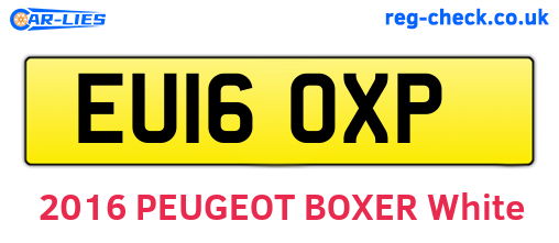 EU16OXP are the vehicle registration plates.