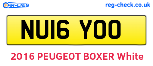 NU16YOO are the vehicle registration plates.