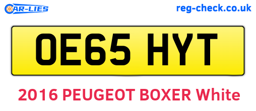 OE65HYT are the vehicle registration plates.