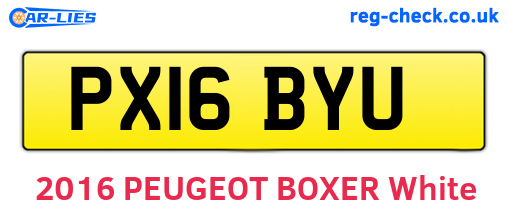 PX16BYU are the vehicle registration plates.
