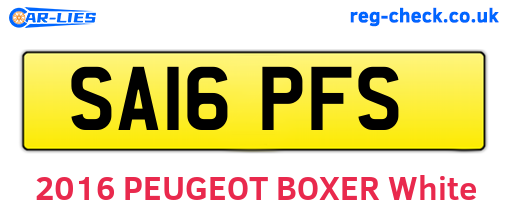 SA16PFS are the vehicle registration plates.