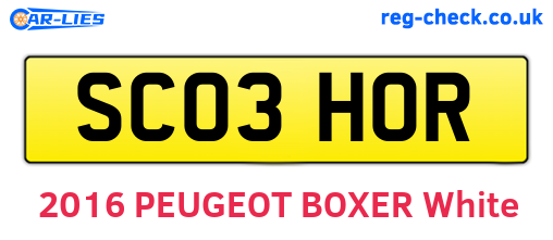 SC03HOR are the vehicle registration plates.