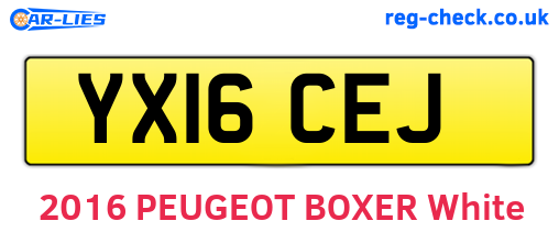YX16CEJ are the vehicle registration plates.