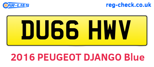 DU66HWV are the vehicle registration plates.