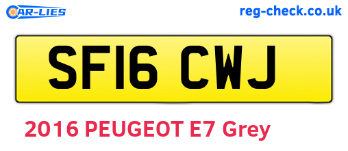 SF16CWJ are the vehicle registration plates.