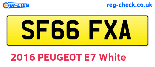 SF66FXA are the vehicle registration plates.