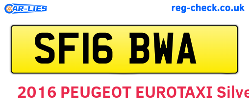 SF16BWA are the vehicle registration plates.
