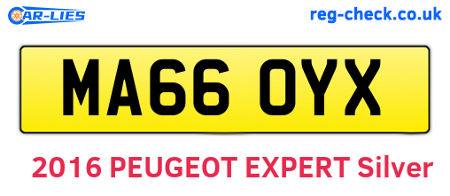 MA66OYX are the vehicle registration plates.