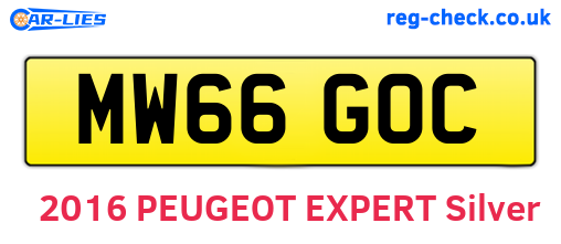 MW66GOC are the vehicle registration plates.