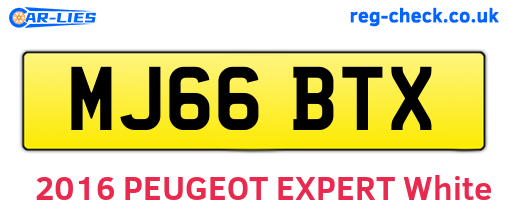 MJ66BTX are the vehicle registration plates.