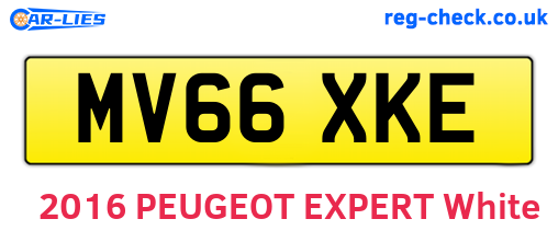 MV66XKE are the vehicle registration plates.