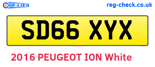 SD66XYX are the vehicle registration plates.