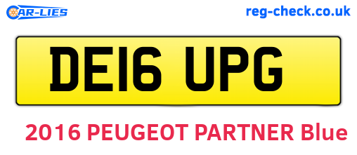 DE16UPG are the vehicle registration plates.