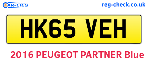 HK65VEH are the vehicle registration plates.