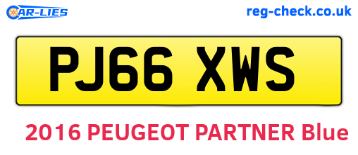 PJ66XWS are the vehicle registration plates.