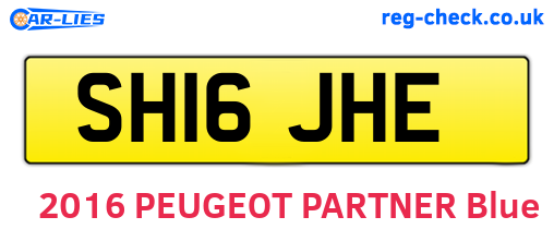 SH16JHE are the vehicle registration plates.